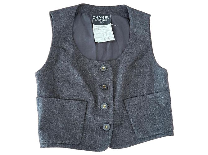 Chaleco sin mangas Chanel de lana gris