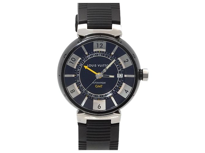 Orologio Louis Vuitton Tambour GMT da uomo in nero, Data, Movimento Automatico