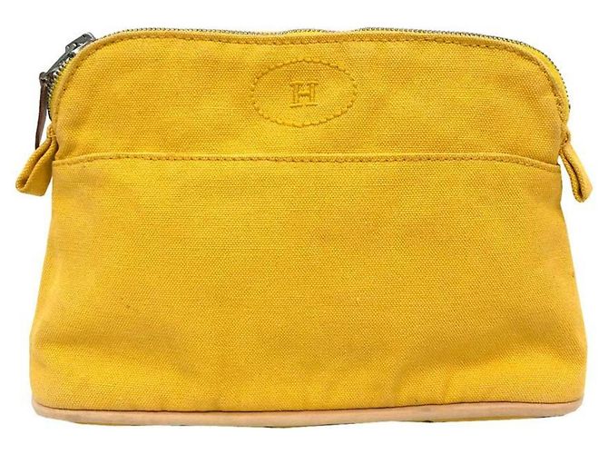 Hermès HERMES Bolide Pouch /Mini Pouch, Algodón, Amarillo