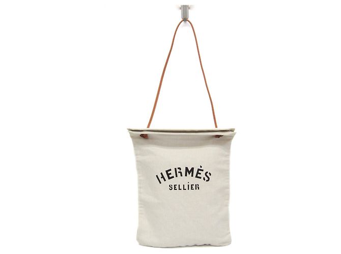 Hermès Borsa a tracolla da donna Hermes Aline GM in cotone e pelle, Marrone, bianco