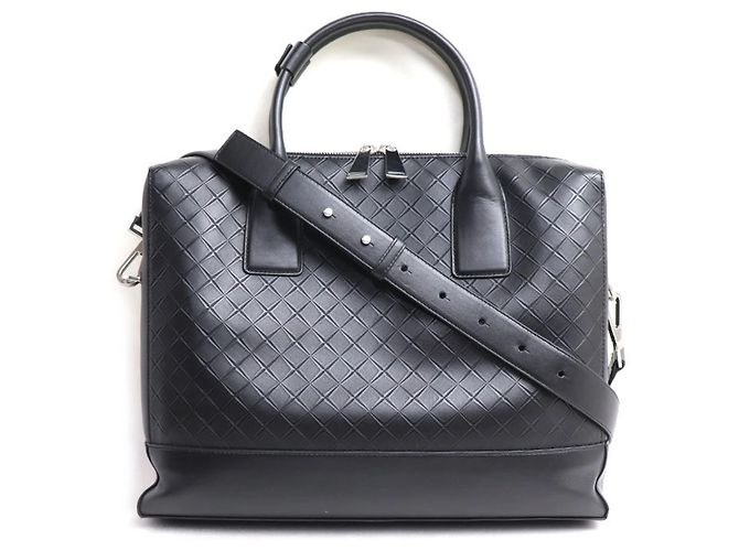 Pasta executiva em couro com relevo Bottega Veneta Preto