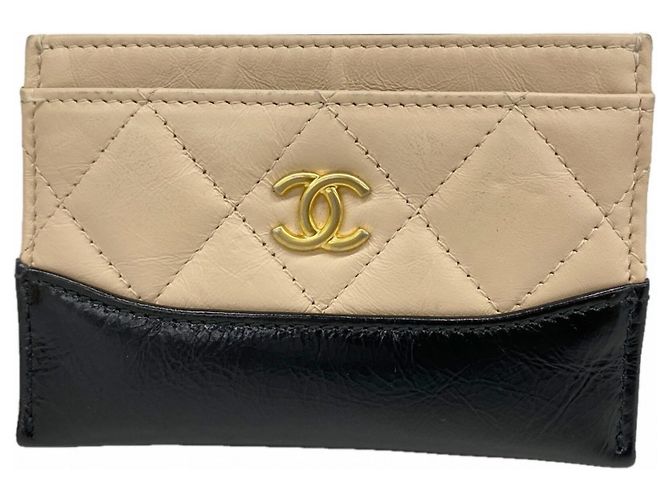 Chanel Gabrielle Card Case Black Beige