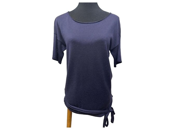 Prada Navyblauer Feinstrickpullover aus Wolle und Seide Dunkelblau 