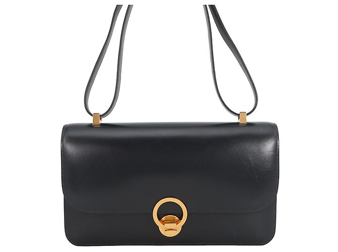 Ring Borsa a tracolla in pelle Box Calf blu navy Hermès