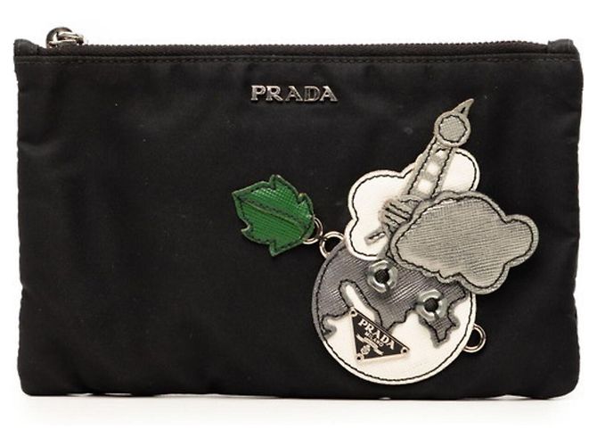 Saffiano Sac pochette patchwork avec logo triangle Prada Noir Multicolore
