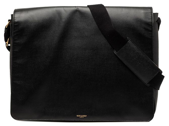 Borsa a tracolla messenger in pelle nera Saint Laurent Nero