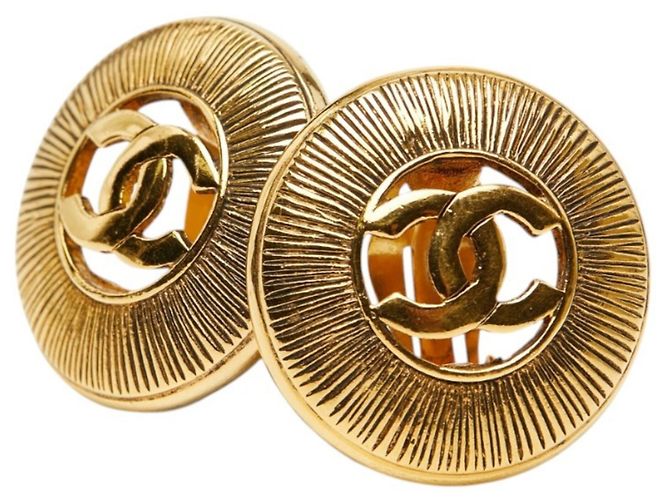 Orecchini a clip rotondi Chanel Coco Mark D'oro
