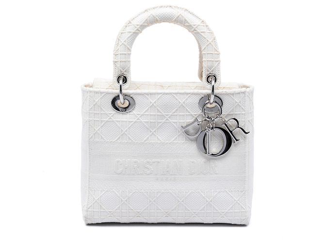 Dior Cannage Lady D Lite aus Canvas weiß, Größe Medium