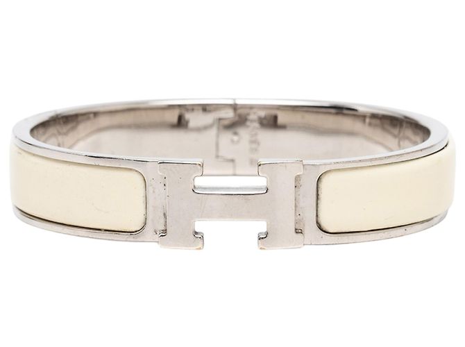 Pulseira Hermès Clic Clac H em esmalte branco estreito PM Cru 