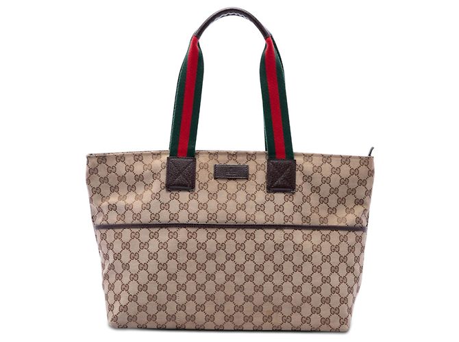 Gucci Beige GG Canvas Web Tote