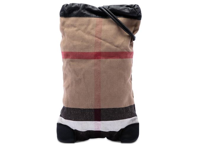 Burberry Brown Mega Check Canvas Drawstring Backpack Light brown