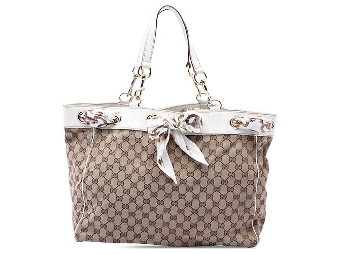 Tote Positano em canvas GG bege da Gucci
