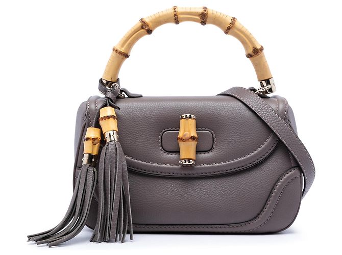 Bolsa Gucci New Bamboo de couro marrom Medium Taupe