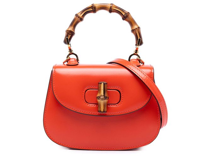Bamboo Gucci Orange Mini Kalbsleder 1947 Handtasche mit Bambus-Henkel