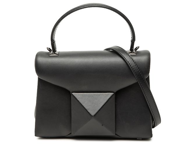 Borsa Valentino Black Mini Leather One Stud Top Handle Bag Nero