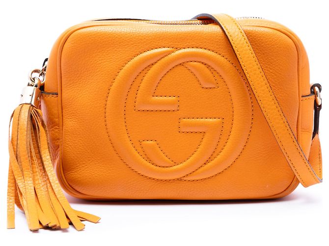 Bolsa transversal Gucci Soho Disco em couro de vitelo laranja
