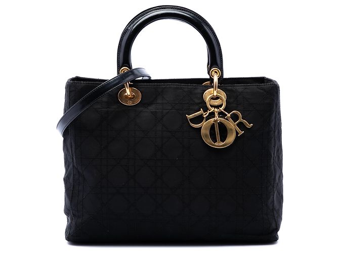 Dior Black Large Nylon Cannage Lady Dior Nero