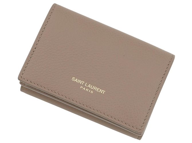 Cartera de cuero tríptico Yves Saint Laurent Castaño
