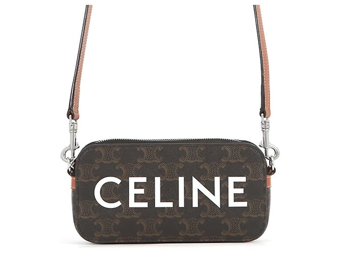 Céline Bolsa de ombro em couro Celine Marrom Castanho escuro