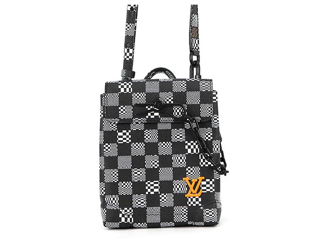 Borsa a tracolla Louis Vuitton Damier Distorted Steamer XS Nero Bianco