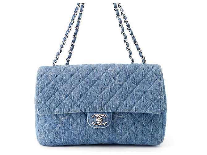 Borsa a tracolla in denim Chanel Blu