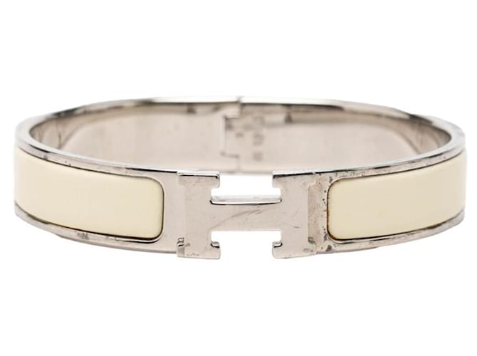 Hermès Pulseira Hermes Clic H PM Prata Fora de branco 