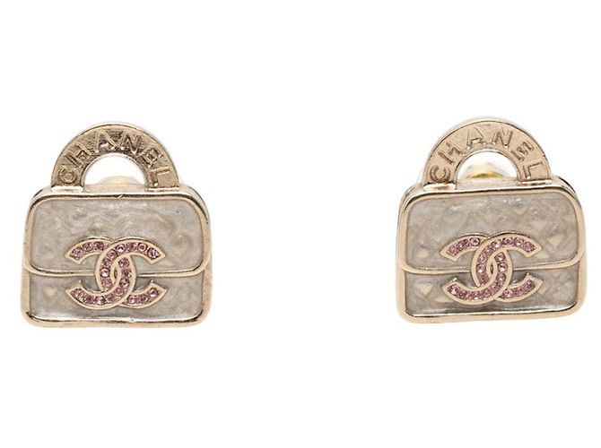 Orecchini con motivo borsa e logo Chanel Coco Rosa D'oro