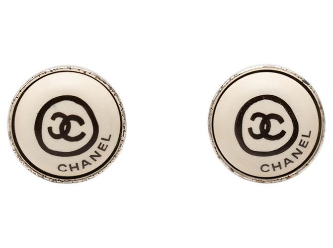Orecchini a clip con logo Coco Mark di Chanel Argento Bianco