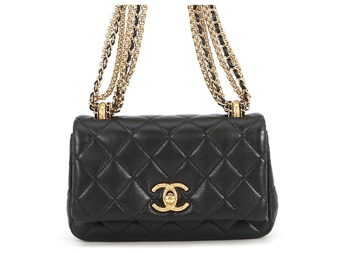 Chanel Black Leather Chain Shoulder Bag