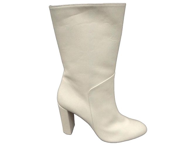 Autre Marque Sebastian white leather ankle boots