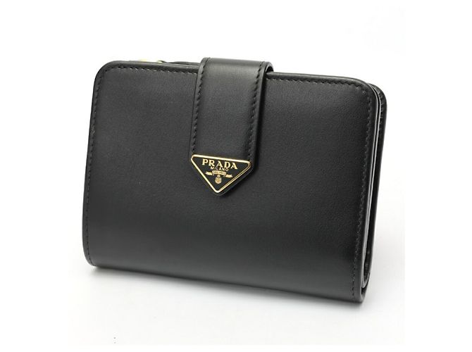 Prada City Calf Tab Bi-fold Wallet Black