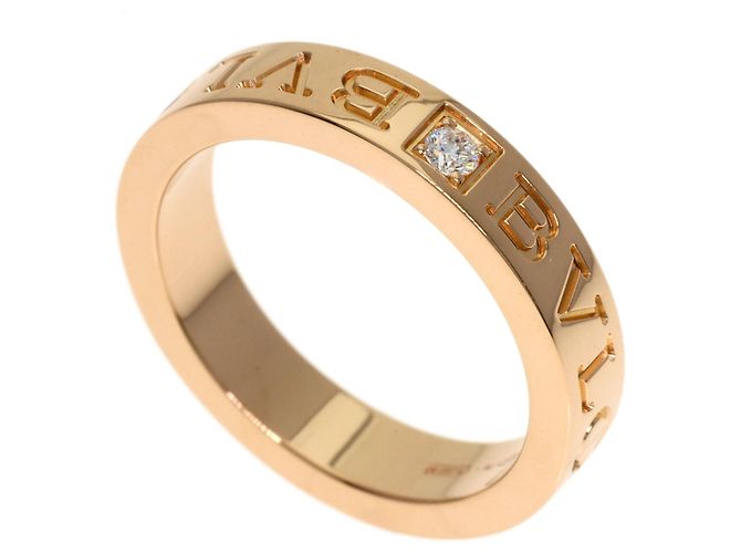 Bulgari Anel Bvlgari Double Logo com diamante Dourado