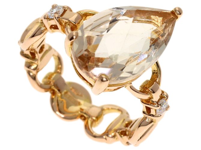 Anel Gucci em ouro rosa 18K com topázio branco e diamantes