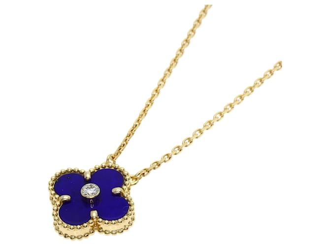 Collier Vintage Alhambra Van Cleef & Arpels en Lapis Lazuli et Diamants 