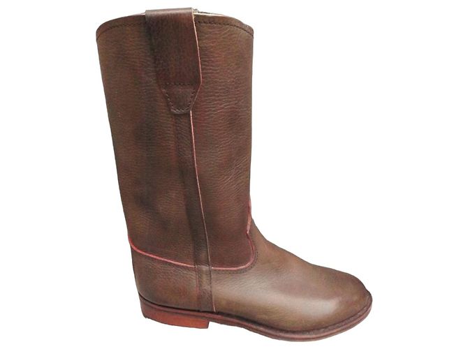 Autre Marque Handgefertigte braune Leder-Reitstiefel