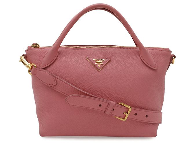 Bolsa de mão 2WAY de couro Prada Rosa