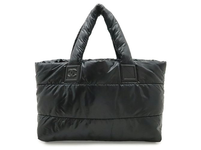 Chanel Coco Cocoon Tote GM Nylon Leder Tasche Schwarz