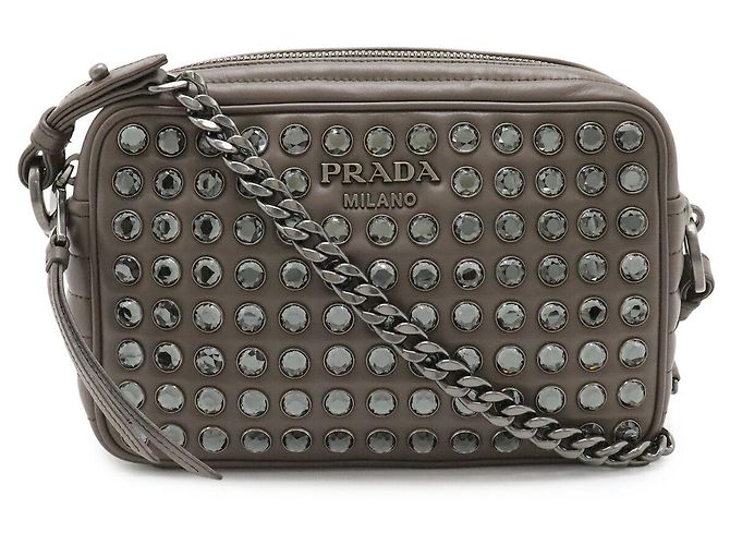 Bolsa de ombro Prada VITELLO PHENIX com strass Cinza