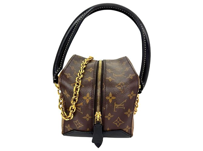 Louis Vuitton Reverse Monogram Square Shoulder Hand Bag Brown