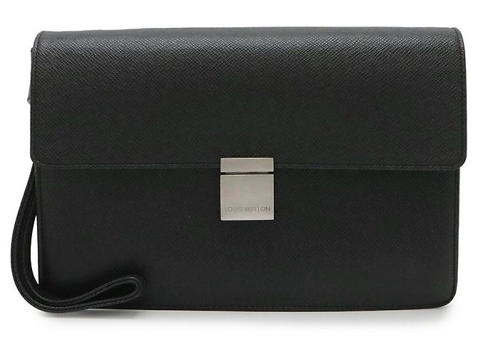 Clutch in pelle Taiga Louis Vuitton Nero