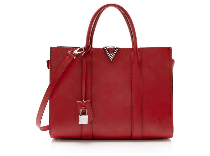 Louis Vuitton Monogram Cuir Plume Very MM Tote Rot