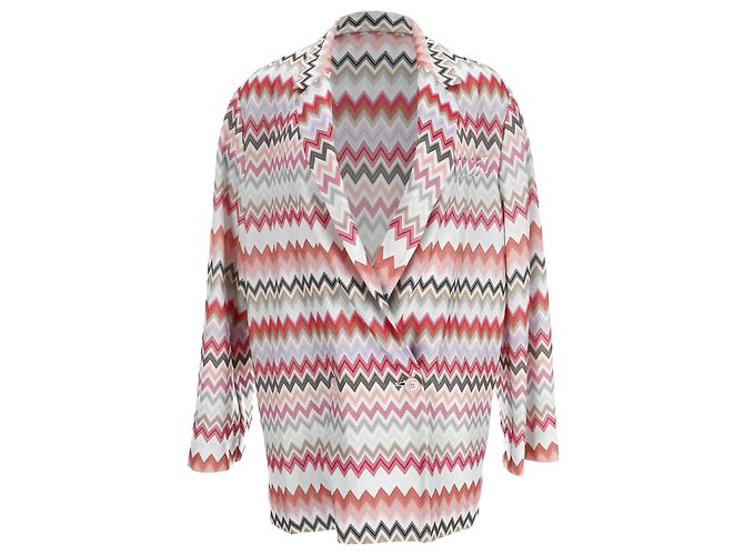 Missoni Zig Zag Longline Blazer in Multicolor Polyester Multiple colors