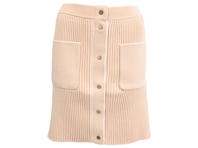 Mini saia de malha canelada Maje em viscose bege