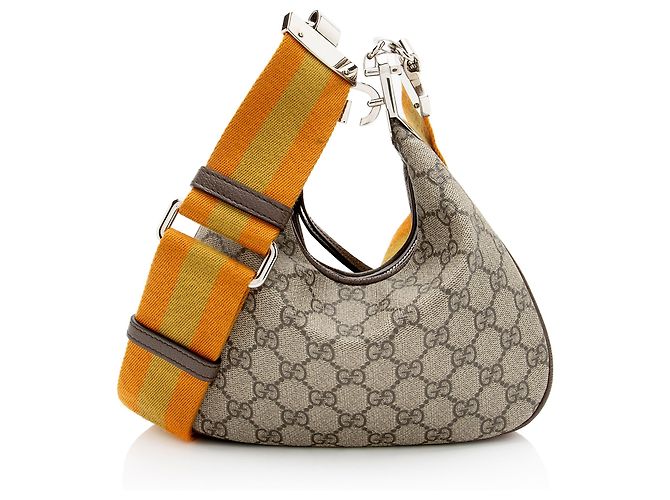 Bolso de hombro pequeño Gucci GG Supreme Web Castaño Beige