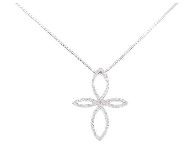 Autre Marque Colar de ouro branco Au750 e diamantes