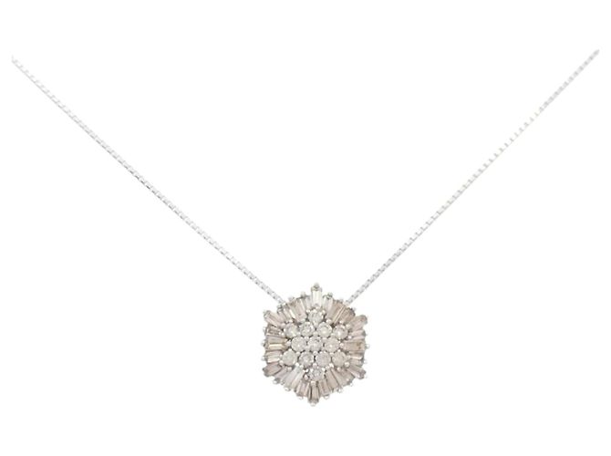Autre Marque Collar de oro blanco 18K con diamantes Plata