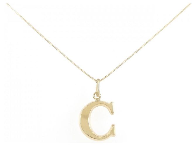 Autre Marque Collier Initial C en Au750 Doré