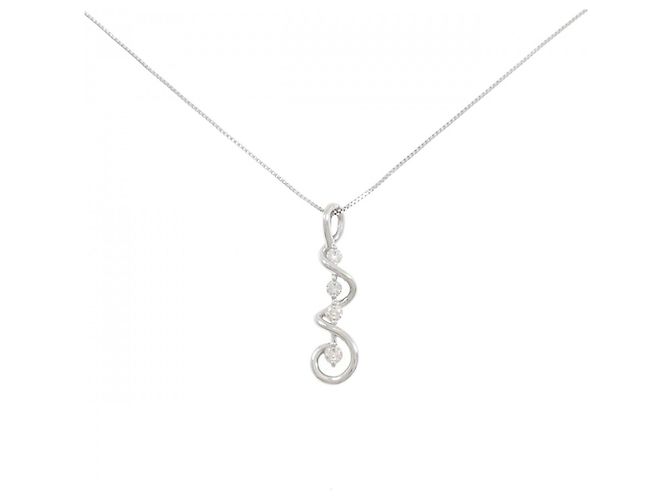 Autre Marque Platin-Diamant-Halskette Silber