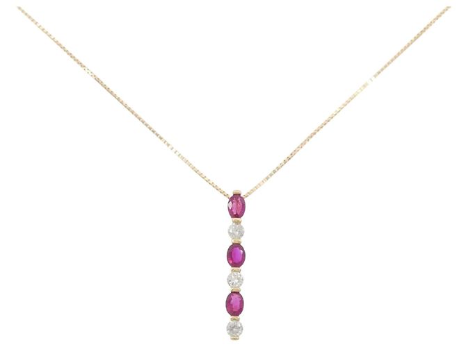 Autre Marque Collana con rubino e diamanti Au750 D'oro