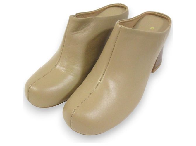 Autre Marque REMME Leather Clog Sandals Beige